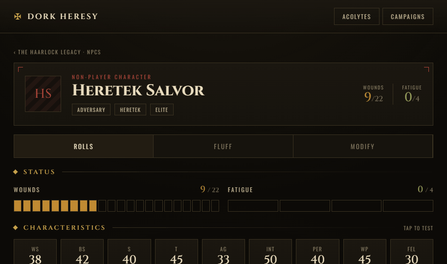 A non-player character stat block